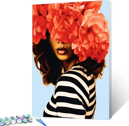 Miniatura 10 de Graffiti - Kit de pintura de retrato por números, 16 x 20 pulgadas, lienzo de pintura al óleo para niños, estudiantes, adultos principiantes