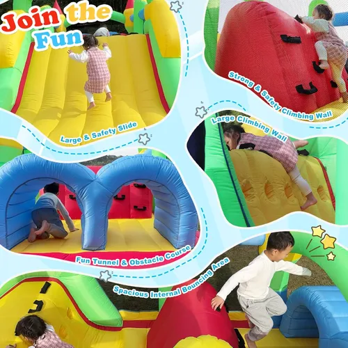 Miniatura 6 de Whubefy Casa inflable para carrera de obstáculos para niños grandes de 8 a 12 años, castillo de rebote grande de 18.5 x 8 pies con toboganes