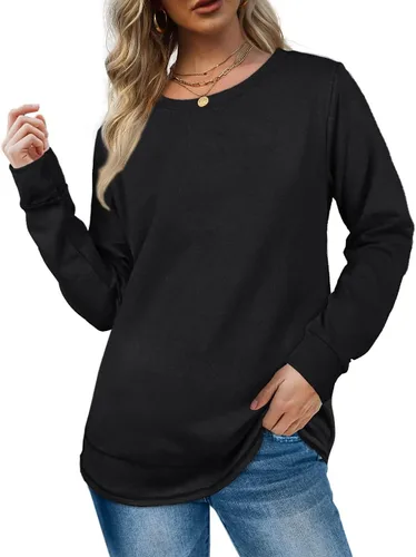 Miniatura 2 de Dofaoo - Sudaderas para mujeres, con cuello redondo, camisetas de manga larga, camisetas largas para usar con leggings