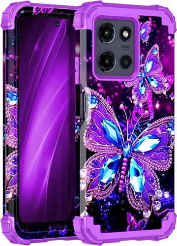 Miniatura 30 de Miqala Funda para Moto G Play 5G 2024, que brilla en la oscuridad, tres capas, resistente, a prueba de golpes, protección de cuerpo completo