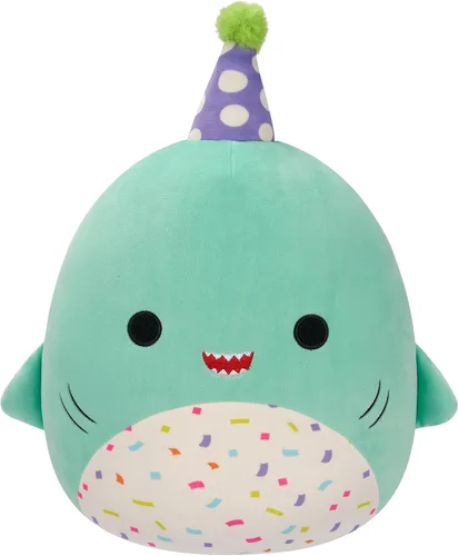 Miniatura 15 de Squishmallows Original de 12 Pulgadas Delenne The Rainbow Perro Tie-Dye con Sombrero de Fiesta - Peluche Oficial de Jazwares "Happy Birthday" Perro