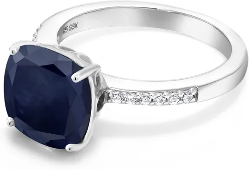 Miniatura 9 de Gem Stone King Anillo de compromiso de plata de ley 925 con piedra preciosa de corte cojín de 0.39 pulgadas Anillo de compromiso de aniversario