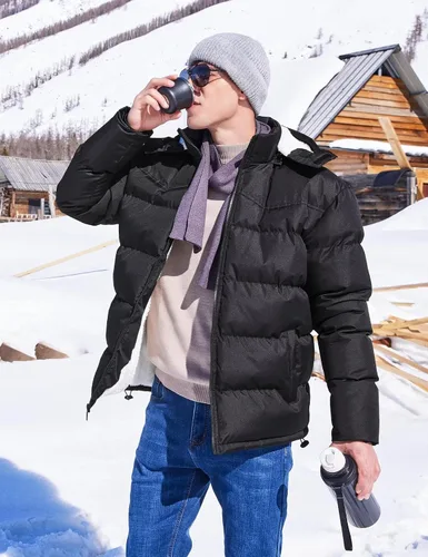 Miniatura 2 de BEST SOUTH Men's Hooded Winter Puffer Jacket Fleece Warm Bubble Coat Outerwear Cold Weather