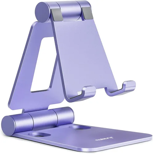 Nulaxy Soporte plegable doble para teléfono celular, totalmente ajustable, plegable, soporte para teléfono de escritorio, base compatible con iPhone