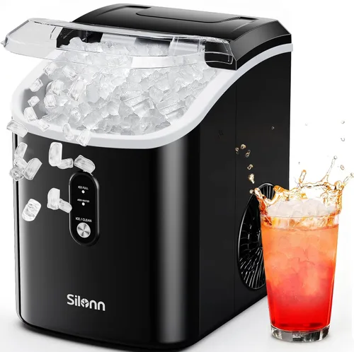 Miniatura 16 de Silonn Máquina de hielo Nugget para encimera, máquina de hielo de pellets con función de autolimpieza, la máquina de hielo sónico produce 33 libras