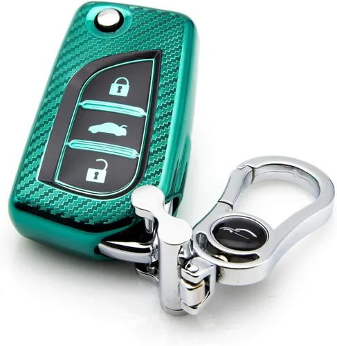 Miniatura 8 de Funda suave de TPU para llavero de automóvil para Toyota 4Runner Avalon Camry Corolla Fortuner Highlander Sequoia Sienna Tacoma Yaris, Azul - 2 Azul
