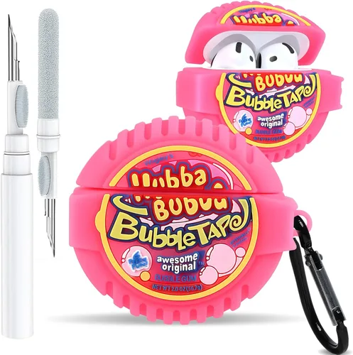 Miniatura 7 de Toyuma Funda para AirPods 4, diseño de dibujos animados kawaii, divertida funda de silicona suave 3D con llavero y kit de limpieza para mujeres
