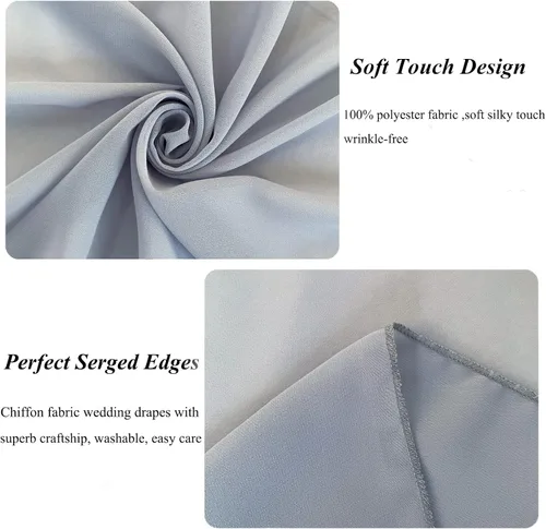 Miniatura 4 de FUHSY Tela de Drapeado para Arco de Boda Gris Cortinas Transparentes 2 Paneles 20 Pies Cortinas de Gasa para Telón de Fondo Cortina Swag