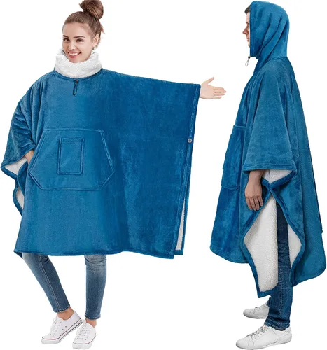 Miniatura 8 de PAVILIA - Poncho de manta portátil para mujer y hombre, sudadera con capucha y calentador de cuello de gran tamaño, suéter de forro polar suave