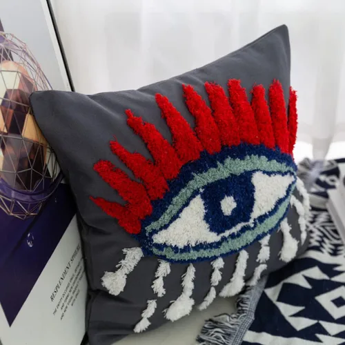 Miniatura 3 de Funda de almohada tejida con diseño de mal de ojo, lágrimas de dios, acogedora funda de cojín para dormitorio, sala de estar, sofá, regalo