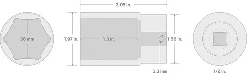 Miniatura 6 de TEKTON SID23136 Dado de impacto profundo de 6 puntos de 1 27/64 pulgadas (36 mm) impulsor de 1/2 pulgada