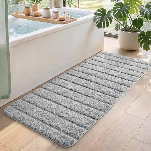 Miniatura 19 de DEXI Tapetes de baño de microfibra absorbente de 17 x 30 pulgadas, secado rápido, lavables con respaldo antideslizante para suelo de ducha