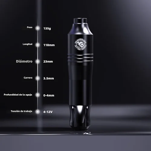 Miniatura 5 de Kit de pistola de tatuaje inalámbrica Dragonhawk Atom - Kit completo de tatuaje para principiantes con 20 agujas de cartucho, fuente de alimentación