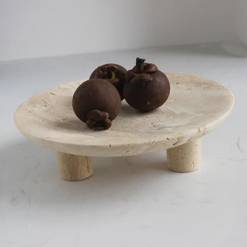 Miniatura 7 de Nawgnail Frutero de travertino hecho a mano para encimera de cocina de 10 pulgadas, cuenco decorativo grande para decoración del hogar, moderno
