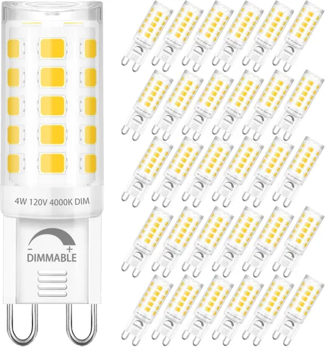 Miniatura 9 de Bombilla LED G9 regulable de 2700 K blanco cálido suave, paquete de 6, T4 G9 de 4 W de reemplazo para 40 vatios de halógeno, base cerámica de doble