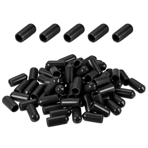 DMiotech Paquete de 80 protectores de rosca de tornillo negros de 1/4 pulgadas (0.236 in) de diámetro interior, tapas de goma para pernos de
