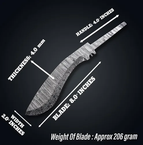 Miniatura 5 de Cuchillo de caza de hoja en blanco de acero de Damasco forjado a mano personalizado Kukri Bowie Blade Damasco Billet Camping, supervivencia