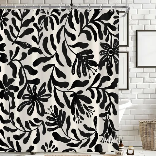 Miniatura 49 de Cortina de ducha pequeña para casa rodante, tamaño medio, estilo retro de los 70, con flores bonitas, estética abstracta de margaritas, decorativa