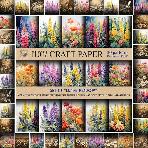 Miniatura 3 de FLONZ Papel de álbum de recortes (30 patrones de 12 x 12 pulgadas) Tranquil Garden Retreat ~ Paisajes de jardín japonés de acuarela con flores