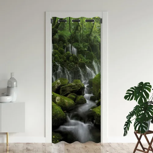 Miniatura 8 de Cortinas de puerta de África para puertas, anochecer paisajes naturales, árboles, temporadas, horizonte, jirafas, cortina opaca para armario