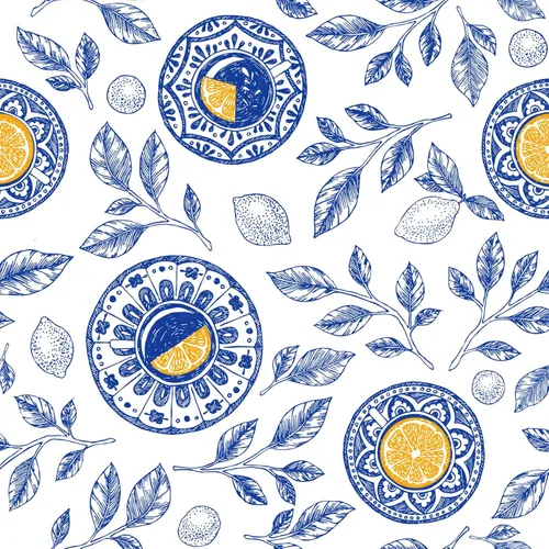 VaryStyle Papel tapiz de limón de 17.7 x 118 pulgadas, color azul brillante/amarillo, hojas de cítricos, papel tapiz para despegar y pegar, papel