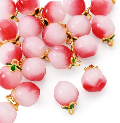 Miniatura 18 de Craftdady Colgantes colgantes de frutas, lindos colgantes de resina para alimentos, colgantes de manzana, naranja, piña, fresa, encantadores dijes
