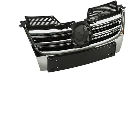 Miniatura 2 de Protector de rejilla de parachoques delantero con kit de repuesto, entrada de aire de capó delantero negro con moldura cromada para Volkswagen Jetta