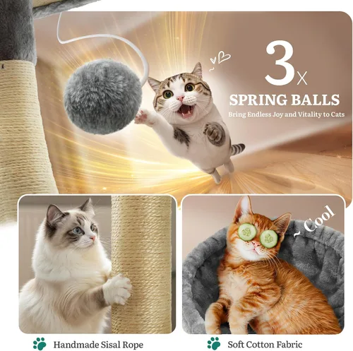 Miniatura 6 de YITAHOME - Torre de árbol para gatos de 70.8 pulgadas para gatos de interior: condominio de casa de juegos para mascotas de varios niveles, muebles