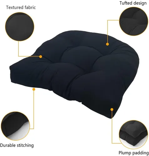 Miniatura 3 de Srutirbo Juego de 2 cojines de asiento para sillas de exterior, impermeables, de 19 x 19 pulgadas, en forma de U, para sillas de patio y sillas Gris