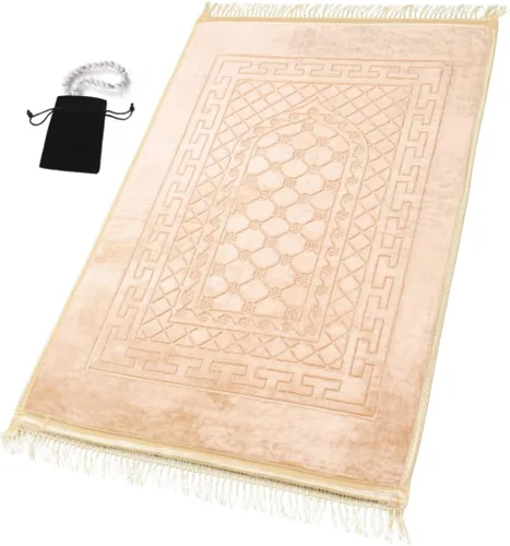 Alfombra de oración musulmana islámica, alfombra gruesa de oración para niños, hombres y mujeres, con cuentas de oración islámica, para viajes Eid,