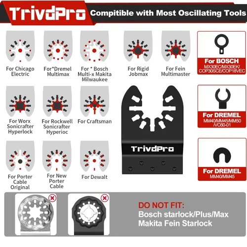 Miniatura 5 de Hojas multiherramienta Hojas de herramienta multiusos Kits - TrivdPro 48 piezas Hoja de herramienta oscilante Hojas de sierra oscilantes para metal