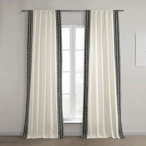 HPD Half Price Drapes Cortinas de algodón sólido con bordes para dormitorio y sala de estar, 50 x 108, DTCC-SB220601-108 (1 panel) Sharkskin Black