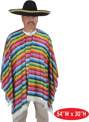 Miniatura 3 de Beistle Cinco De Mayo Mexican Fiesta Serape Poncho Accesorio de disfraz, talla única, multicolor, se adapta