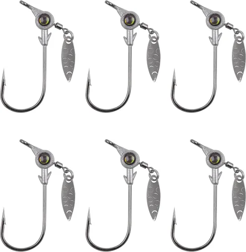 Miniatura 10 de Juego de cabezas de plantilla de pesca, 15/20 piezas de anzuelos de cabeza de plantilla de pesca Underspin jig Heads Jig Hook Lure con cabeza