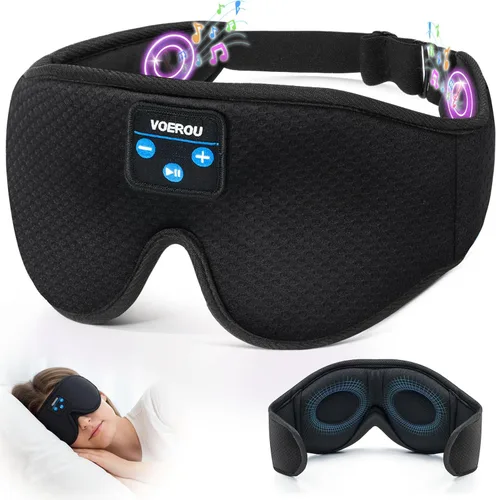 Miniatura 11 de Voerou Sleep Headphones 5.2 - Máscara de dormir Bluetooth con música y altavoces ultrafinos, perfectos para dormir, viajar en avión, meditación