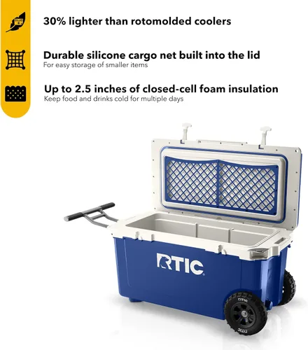 Miniatura 2 de RTIC Enfriador de ruedas ultraligero de 72 cuartos de galón, con aislamiento duro, portátil, para playa, bebidas, bebidas, campamento, picnic