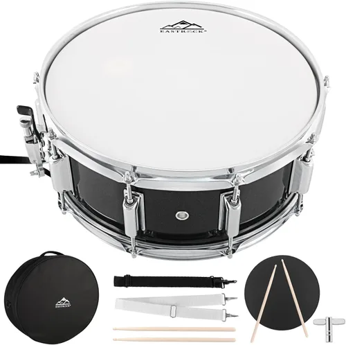 Miniatura 14 de EASTROCK Juego de batería de caja de 14 x 5.5 pulgadas para estudiantes principiantes con bolsa de concierto, baquetas, soporte, llaves de tambor