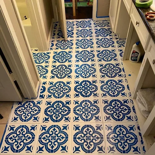 Miniatura 5 de 3 plantillas de azulejos de 12 x 12 pulgadas – Plantillas grandes de pintura para muebles de pared de suelo, tela de madera, plantillas de mandala