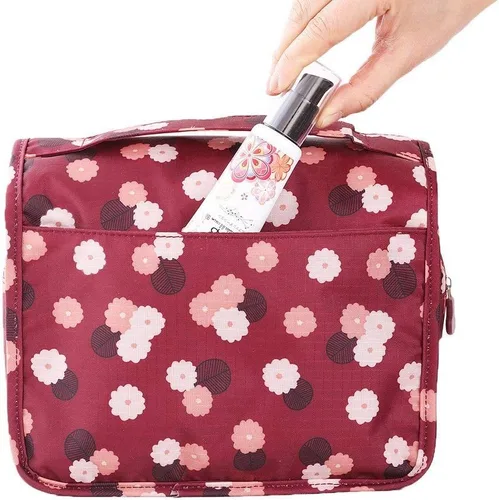 Miniatura 5 de Axgo Multifuncional cosmético portátil viaje plegable maquillaje bolsas de aseo con gancho, rojo