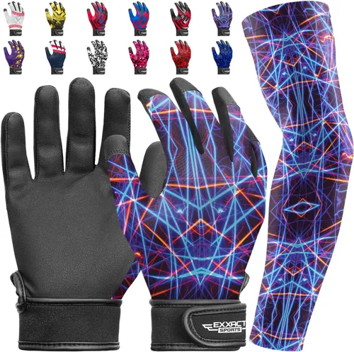Miniatura 12 de Guantes de bateo para jóvenes de Exxact Sports con mangas para brazos para niños y niñas, guantes de béisbol para niños para bateo de sóftbol
