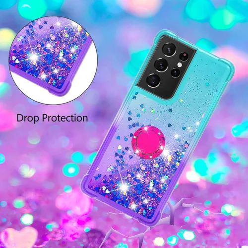 Miniatura 6 de Funda para Samsung Galaxy S21 Ultra 5G, Gradient Quicksand Series Glitter Bling Flowing Liquid Floating TPU Bumper Cushion Reforzado Corners Women