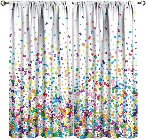 Miniatura 31 de Cortinas opacas para ventanas de ciencia para niños, lupa de libro de laboratorio de ciencia, lupa, frascos moleculares, cortinas impresas