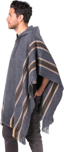 Miniatura 4 de Gamboa Alpaca Poncho Mens Ponchos Adult Pancho Mexican Wool Cloak with Hood Cowboy and Western Poncho Blanket