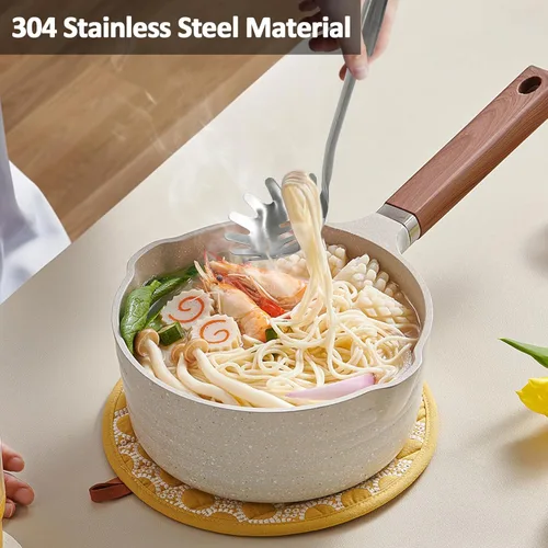 Miniatura 5 de Juego de utensilios de cocina de acero inoxidable 304 con soporte, 12 piezas de utensilios de cocina de metal con triturador de papas, servidor
