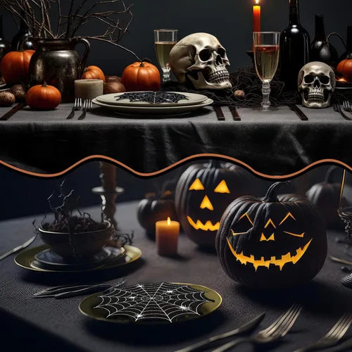Miniatura 7 de Honoson 120 servilletas de fiesta de Halloween de 13 x 13 pulgadas, servilletas de papel de fantasma blanco de 3 capas de calabaza de Halloween