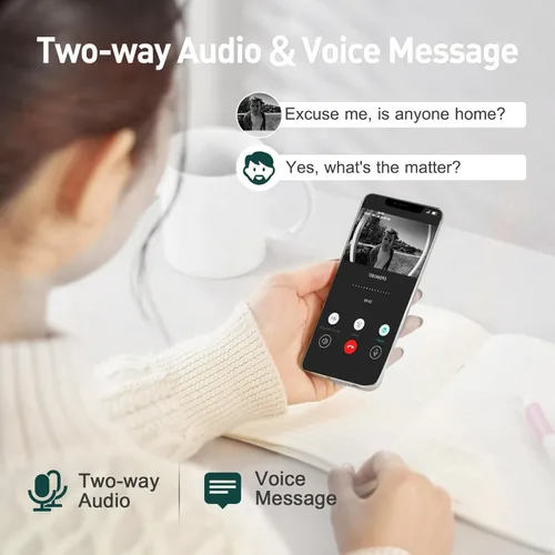 Miniatura 5 de XTU - Cámara de timbre inalámbrica sin suscripción, timbre de video 2K con timbre, audio de 2 vías, alerta instantánea, detección humana, visión