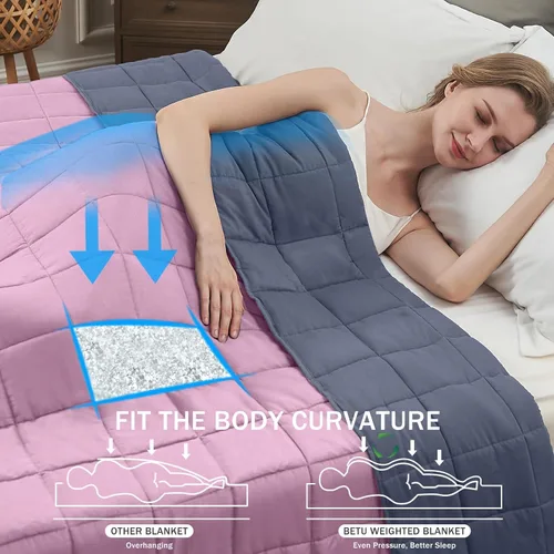Miniatura 67 de Manta con Peso Azul para Adultos 12 libras, 48"x72", Tamaño Twin Full Manta Pesada Refrescante para 110-130 libras, Mantas Grandes de Microfibra