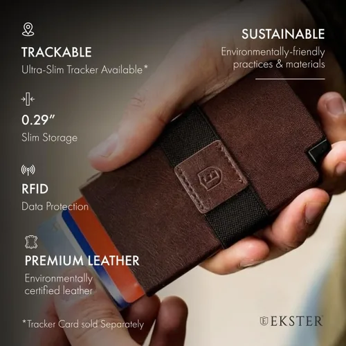 Miniatura 5 de Ekster Senate - Cartera de cuero para tarjetas - Bloqueo RFID - Acceso rápido a la tarjeta, Marrón clásico, Cartera delgada
