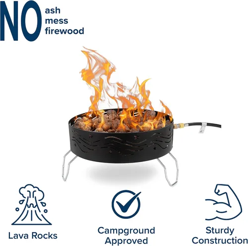 Miniatura 4 de Camco Fogata de propano portátil Cuenta con manguera de 8 pies y regulador ajustable Ideal para campamentos con restricciones de fuego (58047)