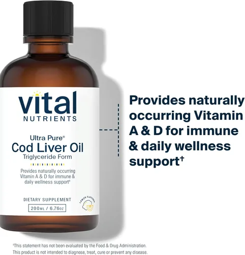 Miniatura 3 de Vital Nutrients - Aceite de hígado de bacalao ultra puro 1025 (grado farmacéutico) - Aceite de hígado de bacalao noruego 100% puro - 6.8 fl oz por